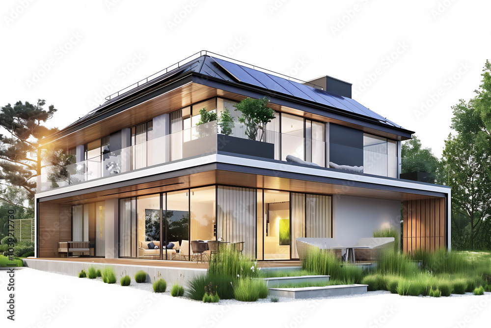 Fototapeta premium Modern house concept with solar panel version 2
