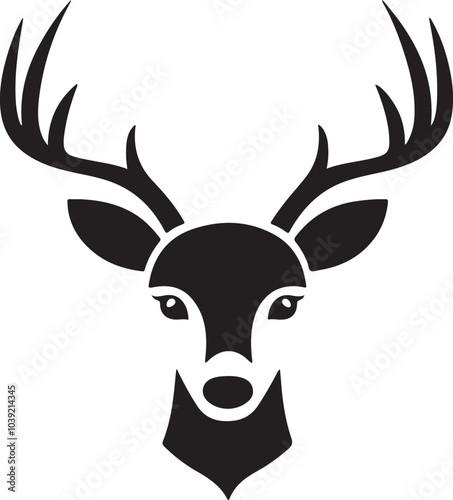  Deer  head  silhouette vector art illustration