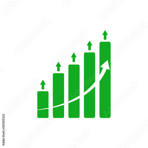 upside going arrows graph. Green Graph going up with arrows low to high financial business profit growth concept vector illustration isolated  