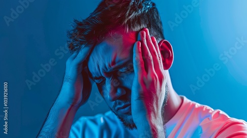 Cephalalgia and Pulsating Headache Pain, Sinus Pressure, and Neuralgia Symptoms, Migraine, Cluster, and Tension Headaches with Throbbing and Diffused Pain photo