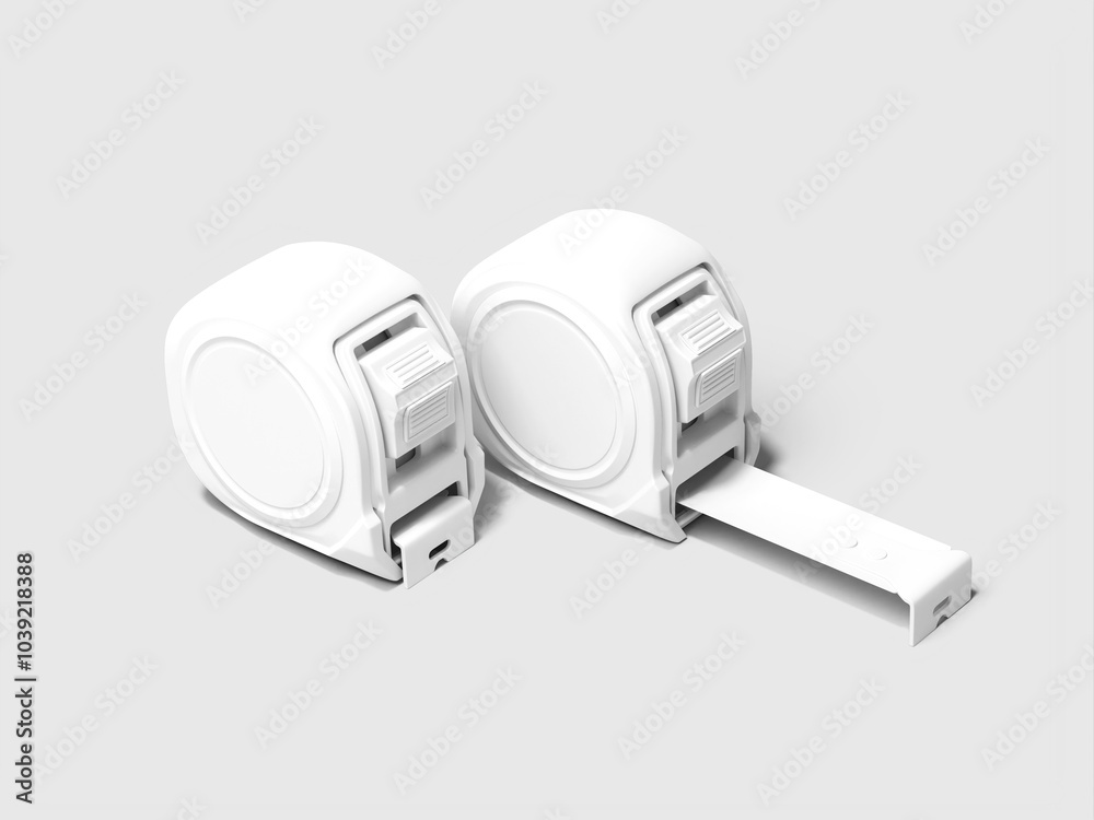 Realistic White Construction Tape Measure Mockup 3D Render Realistic White Construction Tape Measure Mockup 3D Render