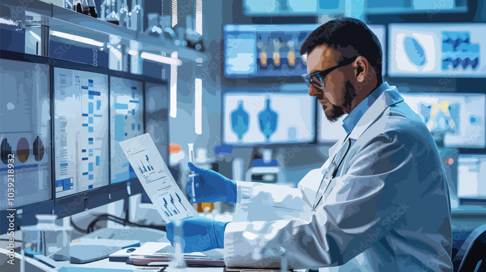 A scientist closely examining a specimen under a microscope, symbolizing curiosity-driven scientific discovery, Curiosity A scientist closely examining a specimen under a microscope, symbolizing curiosity-driven scientific discovery, Curiosity