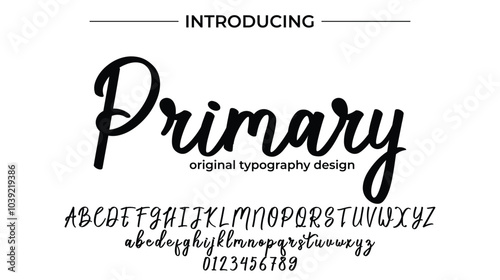 Primary Font Stylish brush painted an uppercase vector letters, alphabet, typeface