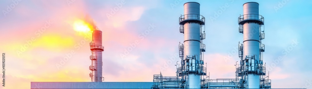 Fuel processing plant with clean lines, modern design, advanced technology Fuel processing plant with clean lines, modern design, advanced technology