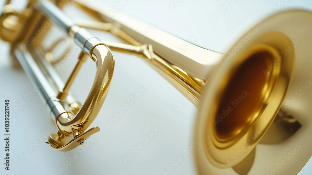 Obraz premium Creative close-up of a trumpet focusing on valves and tubing, artistic angle.