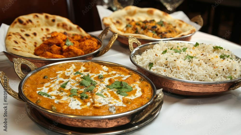 Colorful Indian Cuisine on a Table Setting Colorful Indian Cuisine on a Table Setting