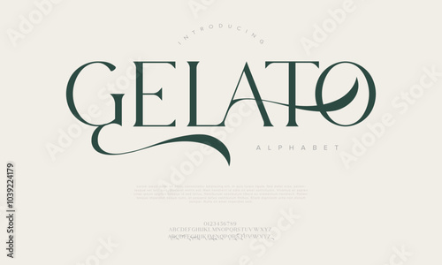 Gelato typography beauty fashion elegant minimalist serif italic fonts decorative wedding vintage retro logos. Minimal luxury font alphabet logo. Vector illustration