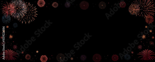 banner background copy space with firework cracker frame border