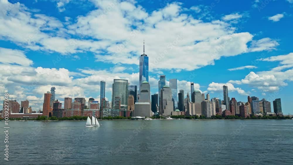 New York, United States. New York city skyline in Midtown Manhattan. USA, NYC, NY, Manhattan. American big city. Lower Manhattan skyline. New York from New Jersey. Downtown Manhattan with blue sky. New York, United States. New York city skyline in Midtown Manhattan. USA, NYC, NY, Manhattan. American big city. Lower Manhattan skyline. New York from New Jersey. Downtown Manhattan with blue sky.