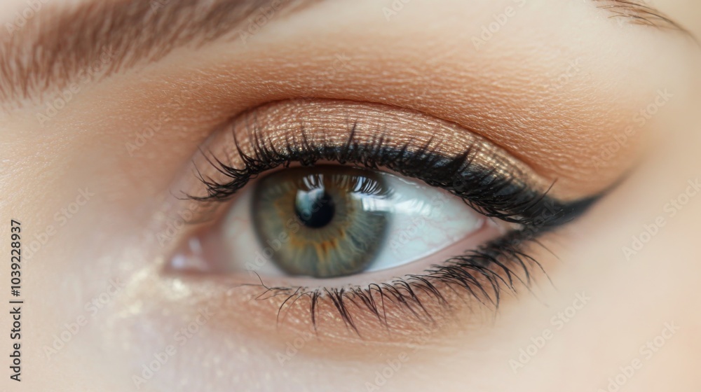 Obraz premium Close-up of Beautiful Eye with Makeup Details