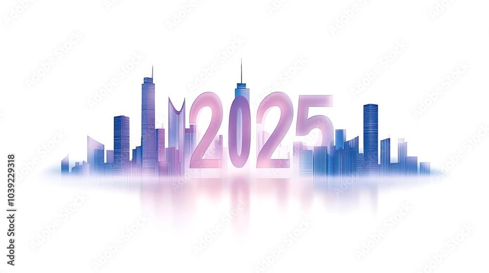 silhouette of modern city skyline and reflection with numbers silhouette of modern city skyline and reflection with numbers