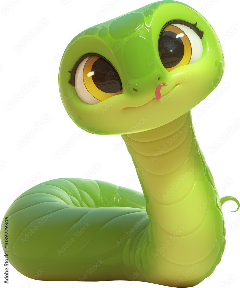 Fototapeta premium Cute green snake cartoon