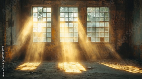 Golden Light in Abandoned Building