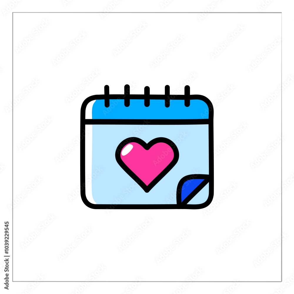 Calendar with heart icon, vector illustration. Flat design style. Calendar with heart icon, vector illustration. Flat design style.