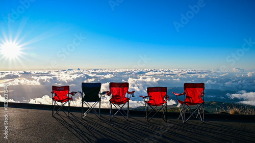 Red Chairs at Haleakala Overlook