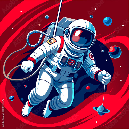 Iridescent astronaut cutout.