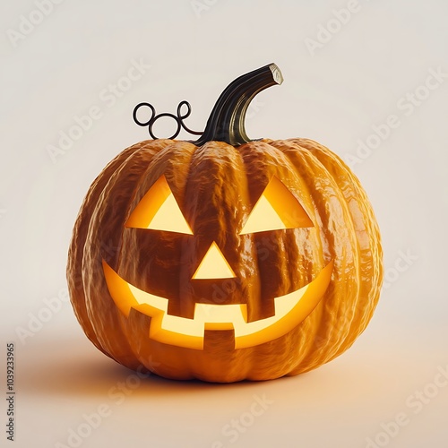 Realistic Pumpkin on Solid Background – Graphic Design for National Pumpkin Day, Halloween, and Festive Celebrations photo