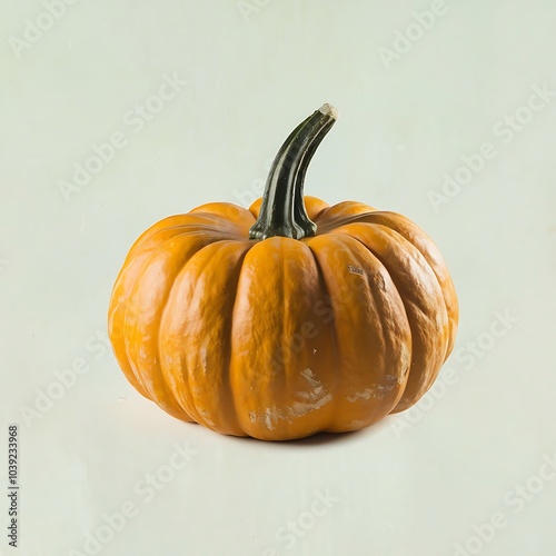 Realistic Pumpkin on Solid Background – Graphic Design for National Pumpkin Day, Halloween, and Festive Celebrations photo