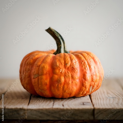 Realistic Pumpkin on Solid Background – Graphic Design for National Pumpkin Day, Halloween, and Festive Celebrations photo