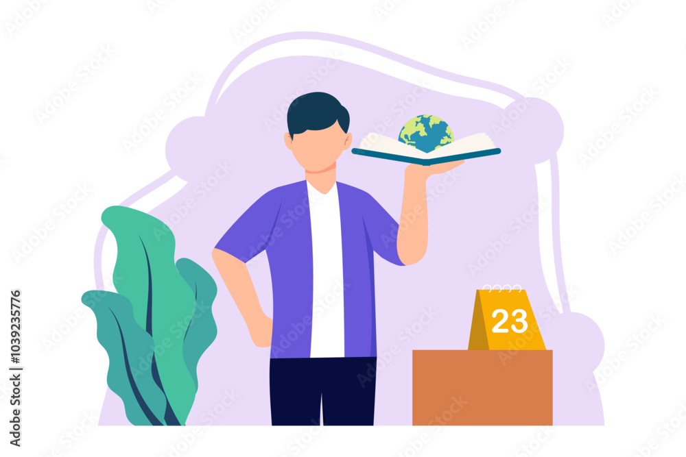 Obraz premium World Book Day Flat Design Illustration