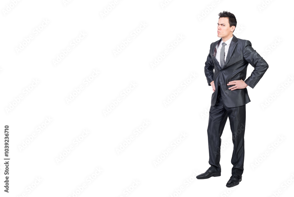 Dissatisfied strict boss in formal suit in studio Dissatisfied strict boss in formal suit in studio