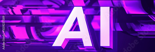 AI lettering on a purple and pink background. photo