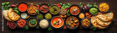 Colorful Traditional Indian Thali Overhead Shot