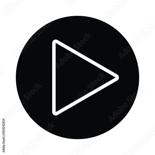 Play icon, vector sing. Black Play and start button icon on white background. Play button vector icon. Vector illustration. Eps 10.