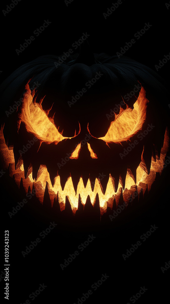 Scary Jack-o'-Lantern Face Glowing in the Dark Scary Jack-o'-Lantern Face Glowing in the Dark
