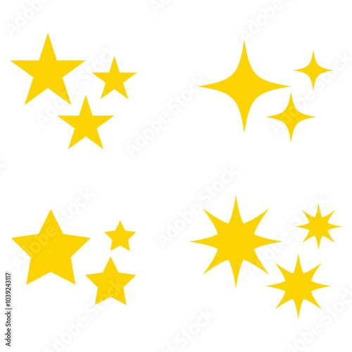 Twinkle and sparkles stars icon set. Twinkle stars collection. vector illustration. Eps 10.