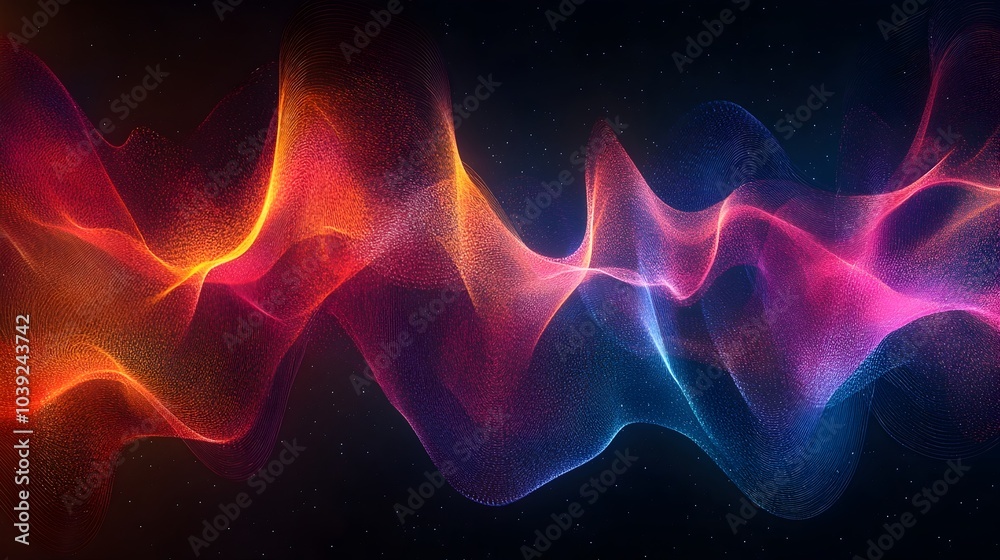 Obraz premium Mesmerizing Colorful Abstract Sound Waves Energetic Digital Art Background
