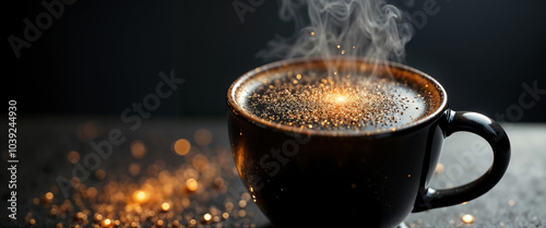 Steaming Cup of Coffee with Rising Aromatic Vapors photo