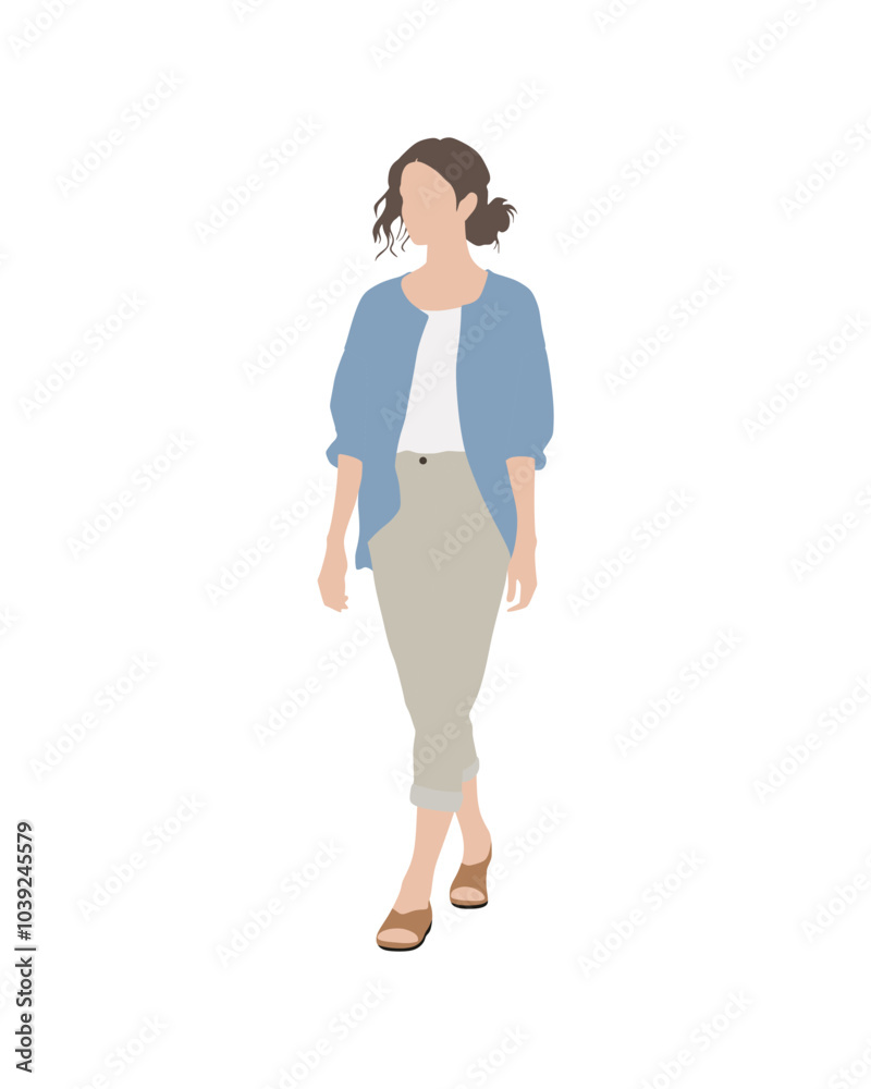 Flat vector people and illustration, woman with casual outfit Flat vector people and illustration, woman with casual outfit