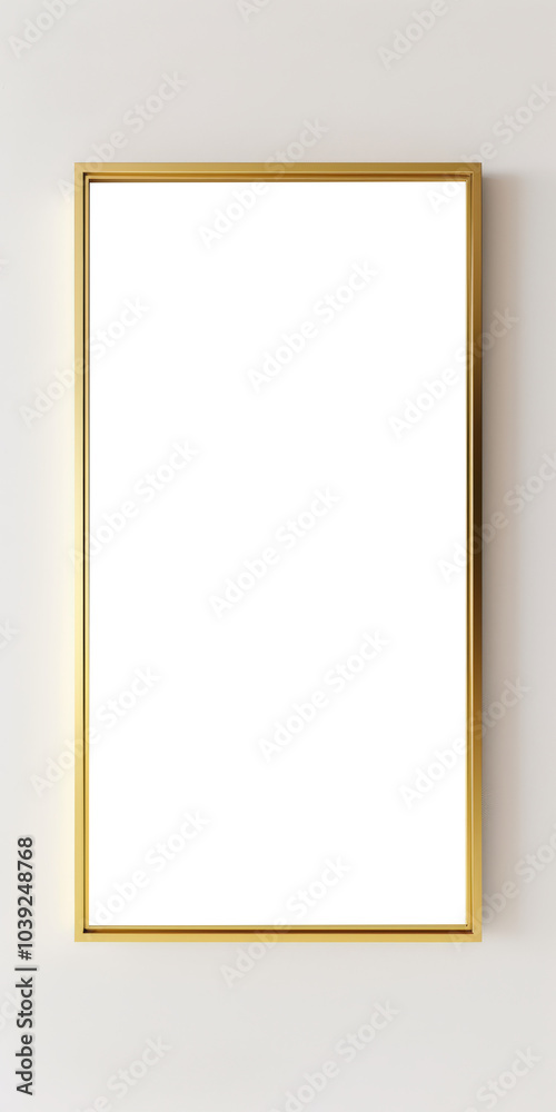 Golden frame on a white wall Golden frame on a white wall