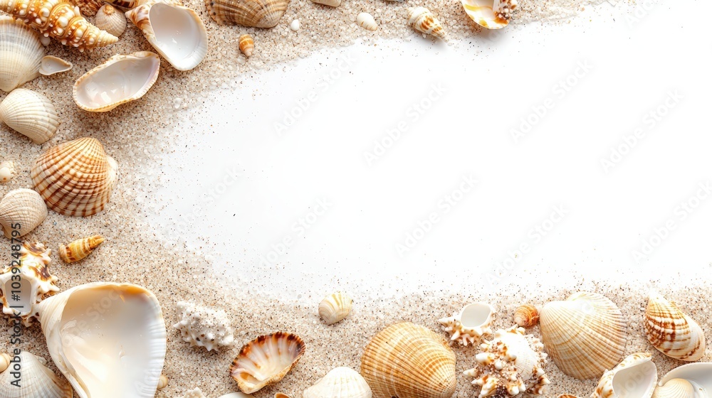 Seashells on sand frame Seashells on sand frame