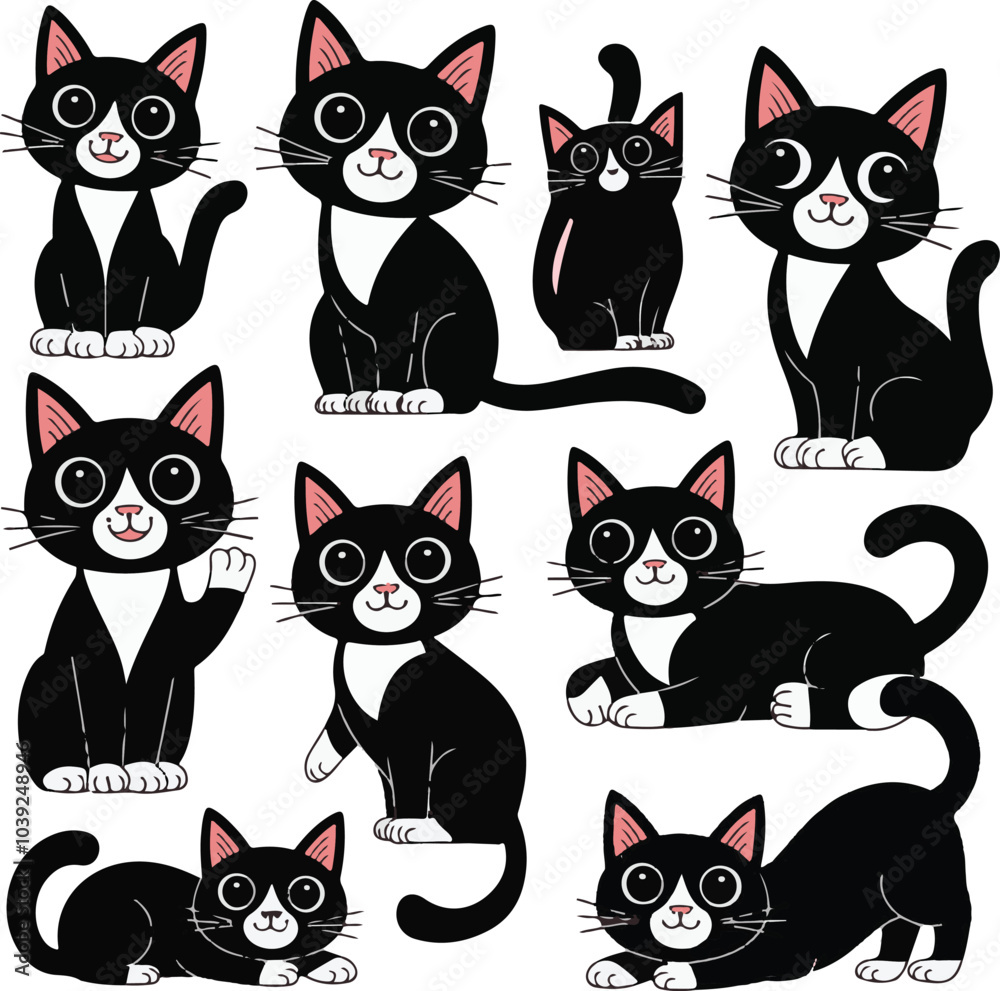 A group of cats illustration vector .