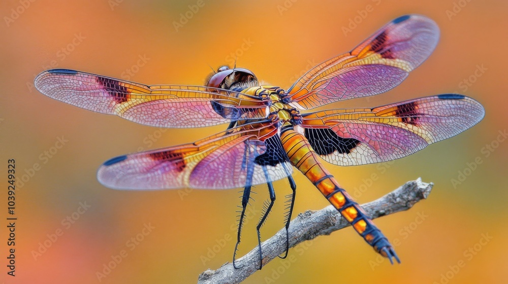 Colorful Dragonfly Sitting on a Branch Colorful Dragonfly Sitting on a Branch