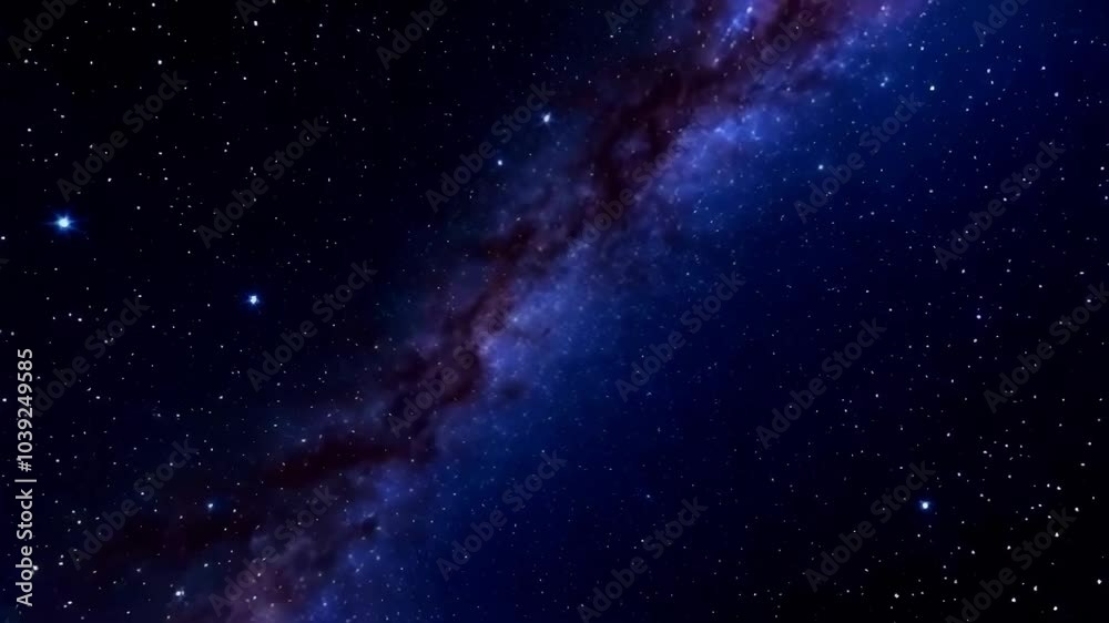 A starry night sky with a large blue cloud in the middle A starry night sky with a large blue cloud in the middle