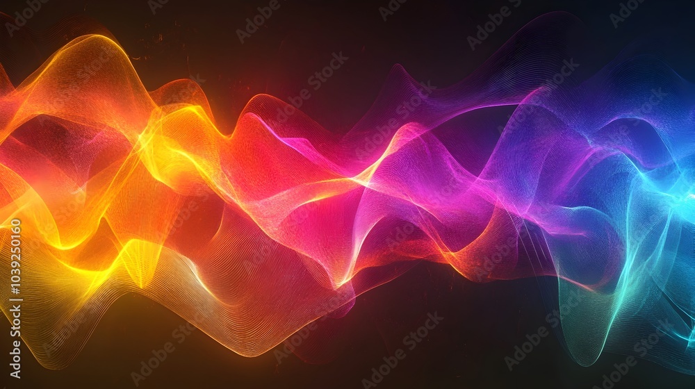 Obraz premium Vibrant Colorful Abstract Sound Waves Motion Graphic Art Design