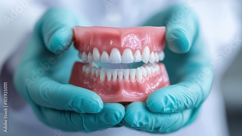 Wallpaper Mural Dental model showcased by a professional in gloves, against a blurred background. Torontodigital.ca