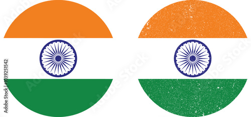 Flag of India. An illustration of the India round flag. A round flag. Flag icon.