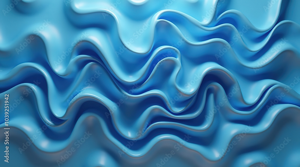 3D render of abstract blue wavy cloth with ripple effect 3D render of abstract blue wavy cloth with ripple effect