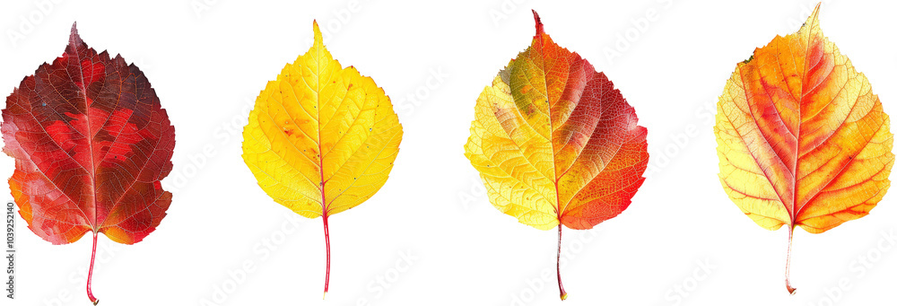 Four fall leaves in various hues Four fall leaves in various hues