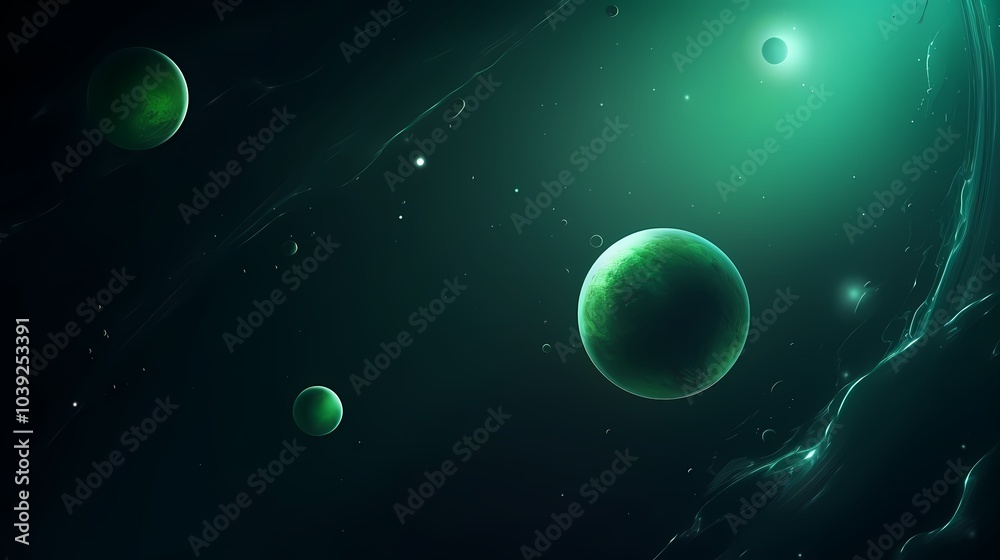 Fototapeta premium digital technology blue green universe planet illustration poster background