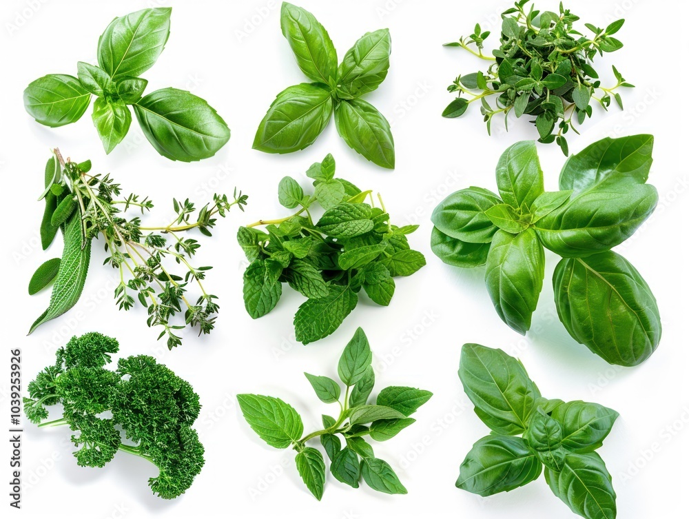 Delicate and fresh herbs such as basil mint Delicate and fresh herbs such as basil mint