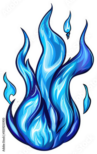 Blue flames burning bright photo