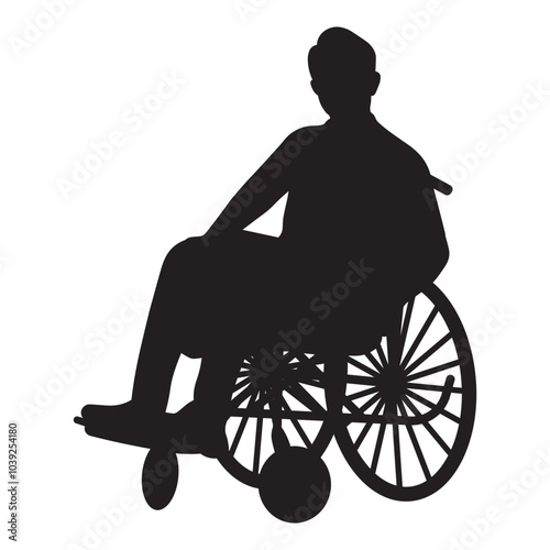 Disabled Wheelchair Silhouette. Vector Illustration on White Background.