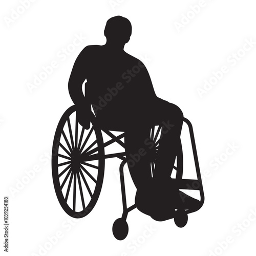 Disabled Wheelchair Silhouette. Vector Illustration on White Background.