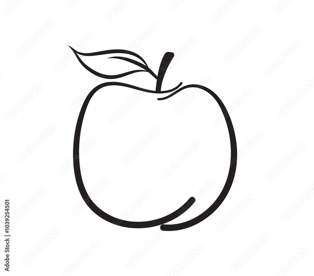 Apple icon. Apple line art. apple with leaf. Apple simple outline. Healthy food. Vector illustration Apple icon. Apple line art. apple with leaf. Apple simple outline. Healthy food. Vector illustration