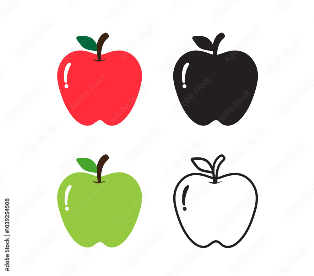 Apple on white background. Red and green apples icon. Apple fruit for healthy. Vector illustration Apple on white background. Red and green apples icon. Apple fruit for healthy. Vector illustration